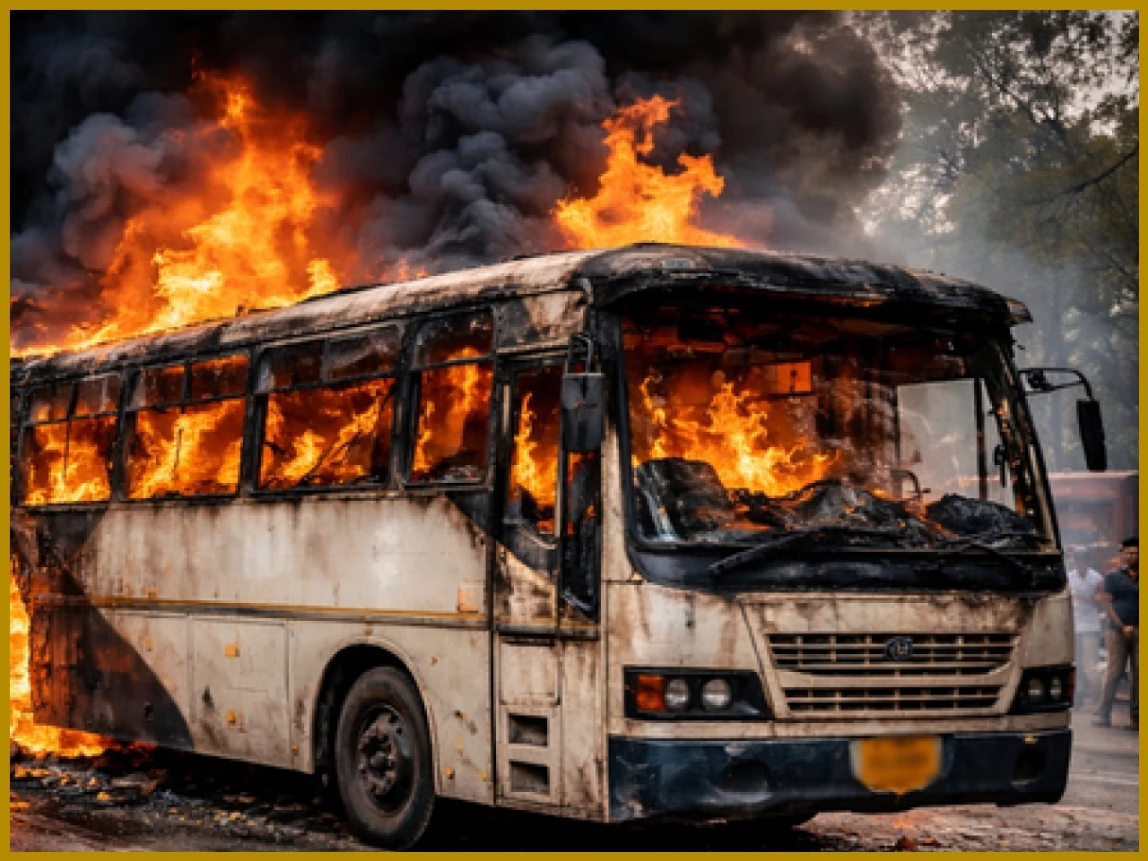 রাজস্থানে চলন্ত বাসে আগুন, যাত্রীরা অক্ষত রক্ষা পেলেন