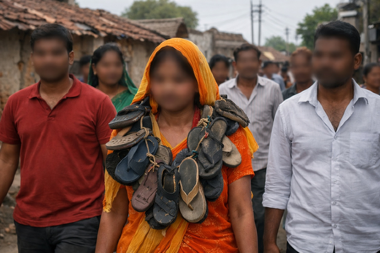 মধ্যপ্রদেশে নারীর উপর নির্যাতন: জুতোর মালা পরে ঘোরানো, ছয় গ্রেপ্তার